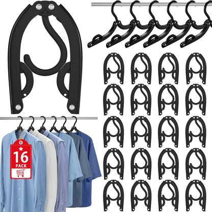 16-Pack Foldable Travel Hangers – Adjustable Portable Clothes Hangers