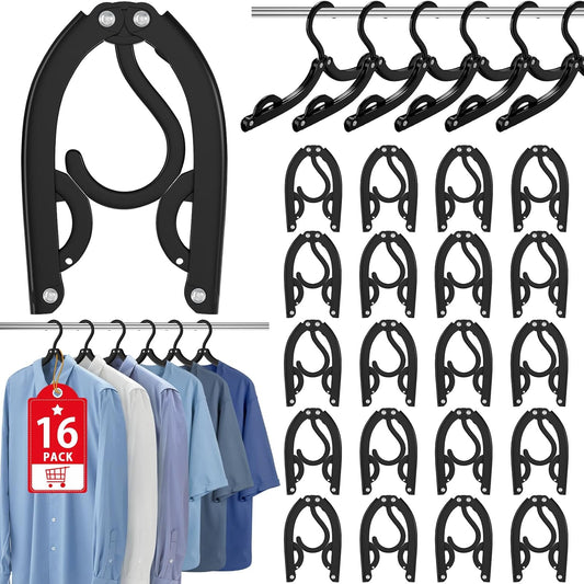 16-Pack Foldable Travel Hangers – Adjustable Portable Clothes Hangers