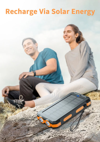 30000Mah Solar Power Bank Compatible for Iphone 17 Cell Phone 12W Portable Charger Power Bank for Outdoor Camping Hiking (Orange)