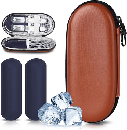 Insulin Cooler Travel Case with 2 Reusable Ice Packs for Insulin Pen Portable Medical Cooler Bag for Diabetes and Other Diabetic Supplies for the Daily Life and Trip
