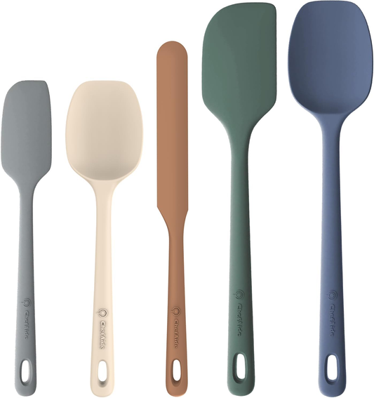 5pc Silicone Spatula Set – Heat Resistant 600°F, Ergonomic Handles