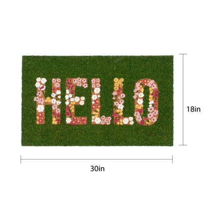 Hello Flower Garden Outdoor Coir Doormat, 18"X30"