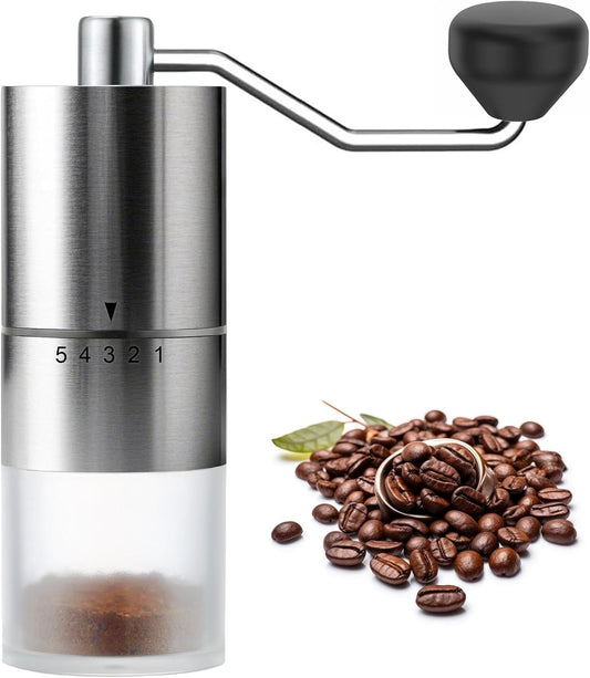 Precision Manual Coffee Grinder with Adjustable Ceramic Burr (5 Settings)