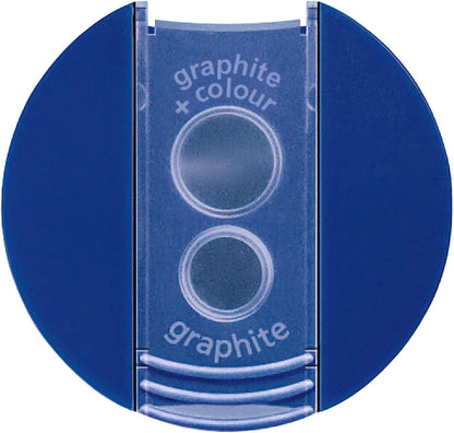 Dual-Hole Manual Pencil Sharpener – Compact Portable Sharpener with Shavings Container