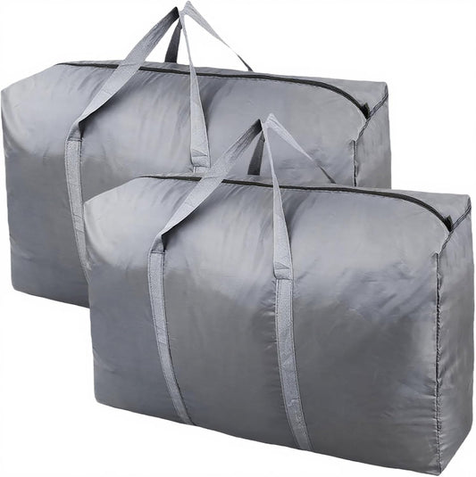 100L Extra Large Storage Bags, Big Moving Bags with Strong Zippers & Carrying Handles, Packing Bags for Moving, Storage, Travel and Camping, Storage Totes for Space Saving (Grey, 2 Pack)