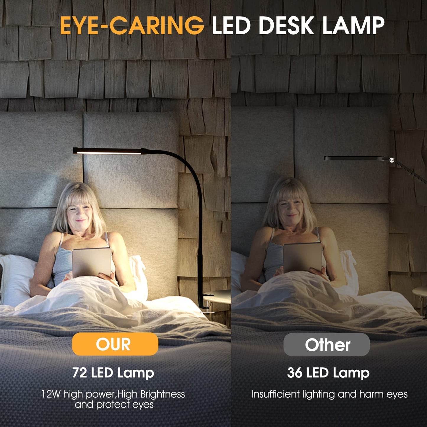 LED Desk Lamp with Clamp – Flexible Gooseneck, 3 Color Modes, 10 Brightness Levels