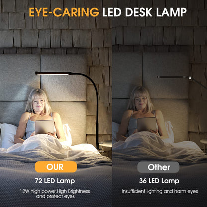 LED Desk Lamp with Clamp – Flexible Gooseneck, 3 Color Modes, 10 Brightness Levels
