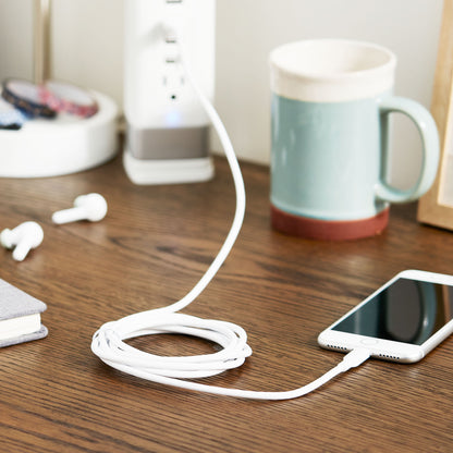 10Ft Lightning to USB-A Charging Cable, MFI Certified, White, Compatible with Iphone and Ipad