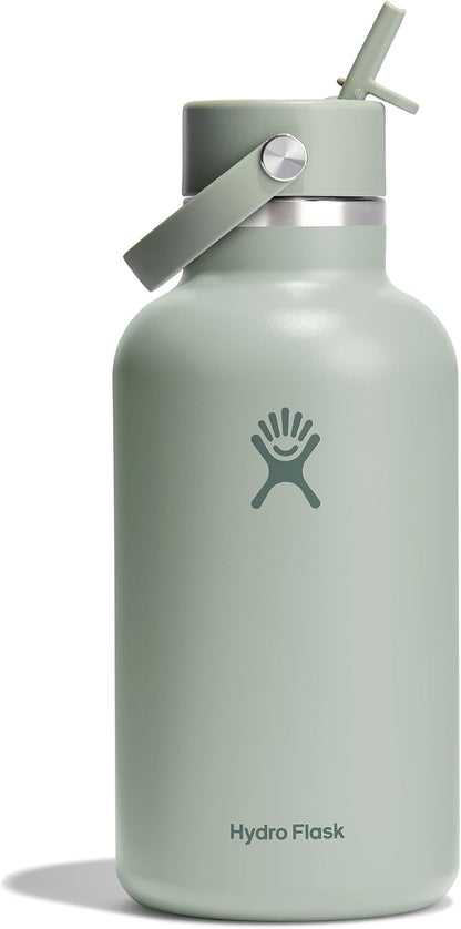 24 Oz Wide Flex Straw Cap Bottle - Insulated Stainless Steel - Wide Straw Lid, Non Spill, Leakproof in Tonal Birch