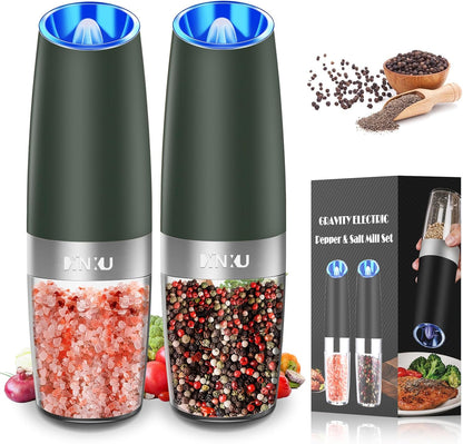 RECHARGEABLE Salt and Pepper Grinder Set,Automatic Pepper Mill,Usb Rechargeable,Adjustable Coarseness,One-Handed Operation,Ceramic Burr,Refillable,Auto Grinders Shakers LED Light,Sliver