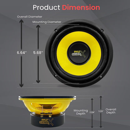 6.5” Car Subwoofer Speaker – 300W Peak Power, 4 Ohm, Butyl Rubber Surround, Yellow Cone
