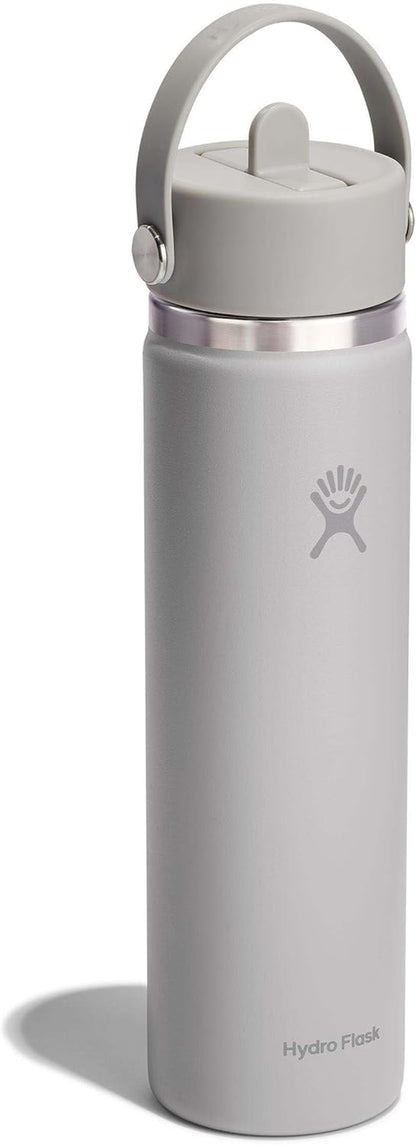 24 Oz Wide Flex Straw Cap Bottle - Insulated Stainless Steel - Wide Straw Lid, Non Spill, Leakproof in Tonal Birch