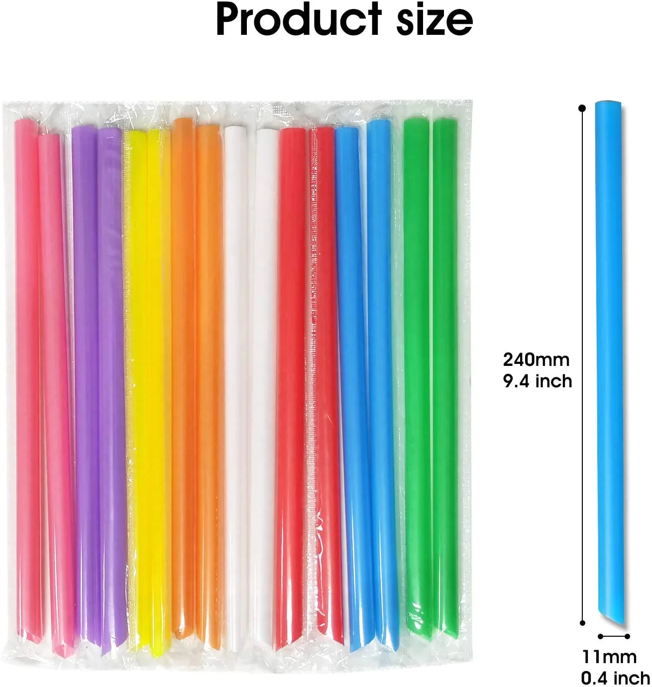 100 Pack Disposable Jumbo Straws for Drinking Smoothies & Bubble Boba Tea, Individually Wrapped Large Wide Straw for Milkshakes, 10X0.5 In