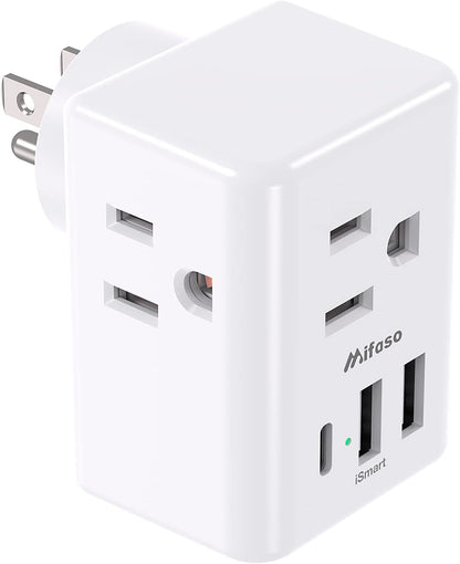 2 Pack Outlet Extender Multi Plug Outlet, USB Wall Charger, No Surge Protector Cruise Essentials for Ship and Travel, ETL Listed