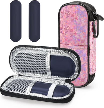 Insulin Cooler Travel Case with 2 Reusable Ice Packs for Insulin Pen Portable Medical Cooler Bag for Diabetes and Other Diabetic Supplies for the Daily Life and Trip