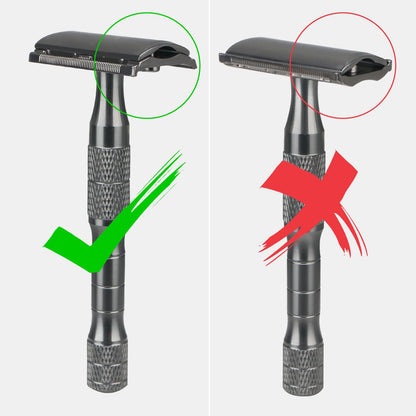 Gun Black Safety Razor, Single Blade Razors for Men, with 10 Platinum Coated Stainless Steel Double Edge Safety Razor Blades, Smooth & Close Shave, Plastic Free, Sustainable