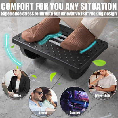 Ergonomic Office Footrest – Massage Roller Under Desk Footstool