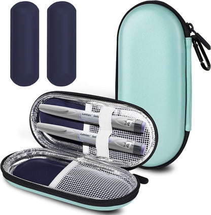 Insulin Cooler Travel Case with 2 Reusable Ice Packs for Insulin Pen Portable Medical Cooler Bag for Diabetes and Other Diabetic Supplies for the Daily Life and Trip
