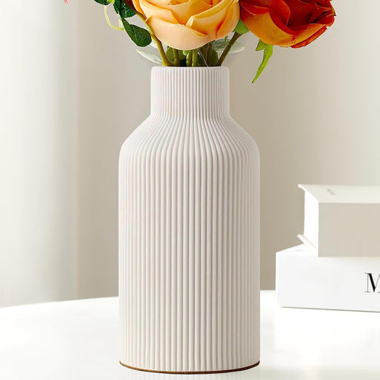 Modern Ceramic Flower Vase – Minimalist Decorative Vase with Cork Base for Home Decor