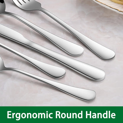 Salad Forks and Teaspoon,6.7 Inches Stainless Steel Dessert Spoons and Forks,Set of 16 Dishwasher Safe Silverware Fork and Spoon for Home,Restaurant