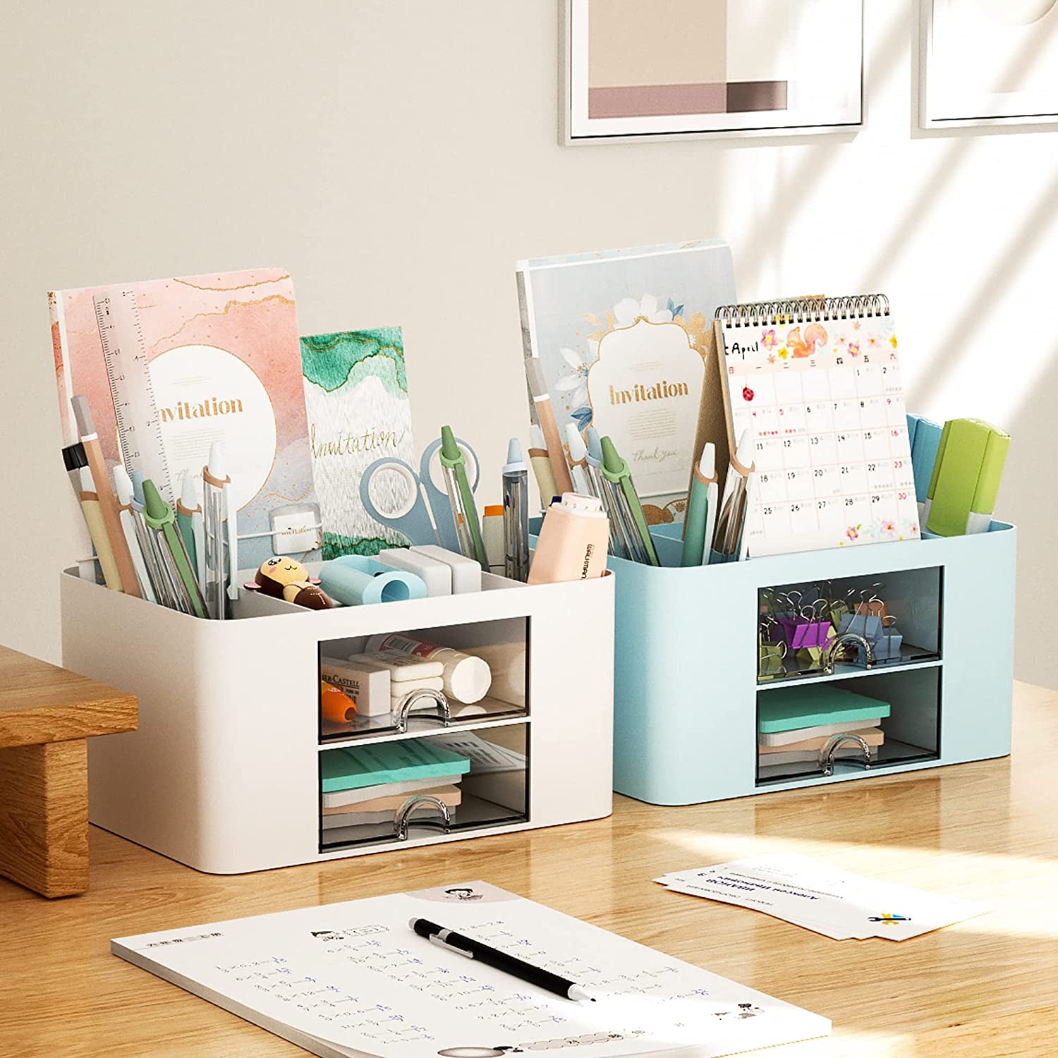 Compact Desk Organizer with Drawers