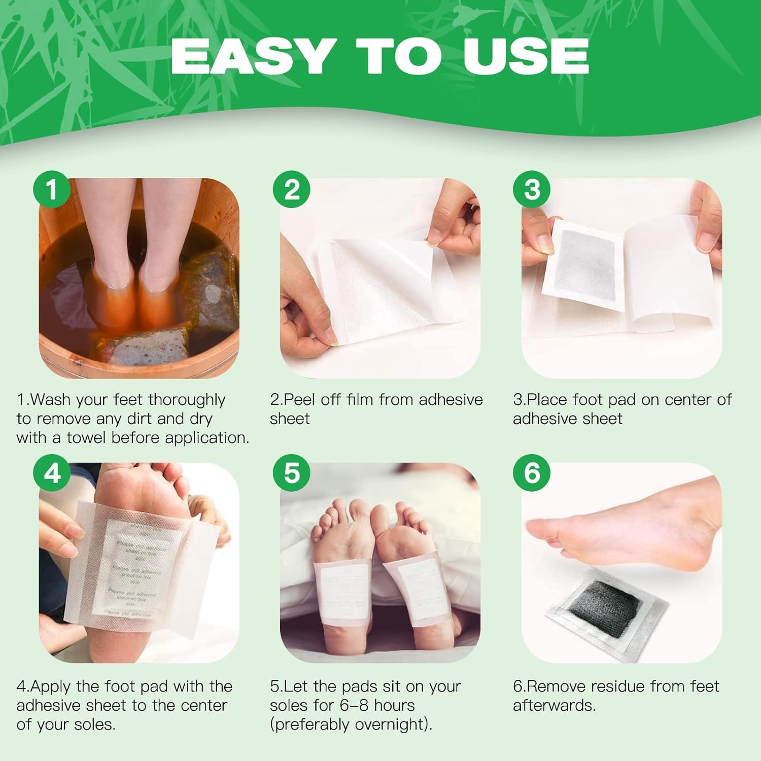 Natural Detox Foot Pads with Adhesive Sheets (100-Pack)