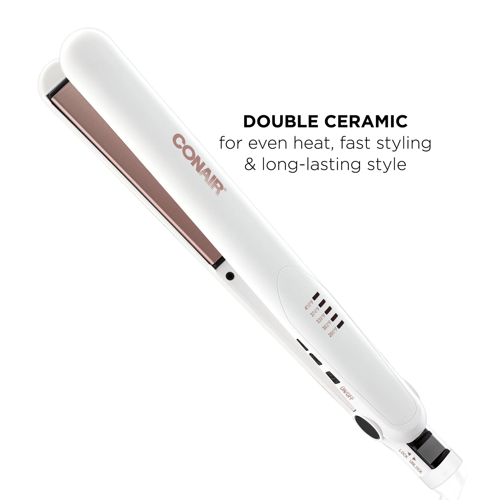 Double Ceramic 1" Flat Iron Hair Straightener, 5 Heat Settings