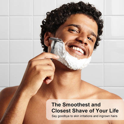 Gun Black Safety Razor, Single Blade Razors for Men, with 10 Platinum Coated Stainless Steel Double Edge Safety Razor Blades, Smooth & Close Shave, Plastic Free, Sustainable