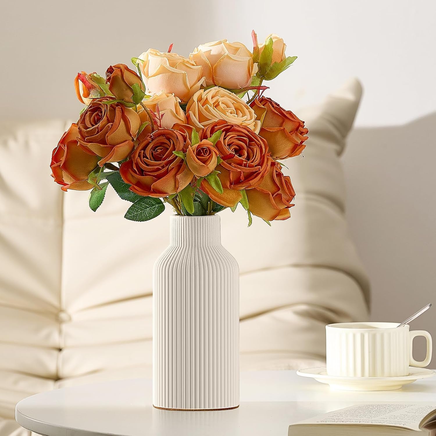 Modern Ceramic Flower Vase – Minimalist Decorative Vase with Cork Base for Home Decor