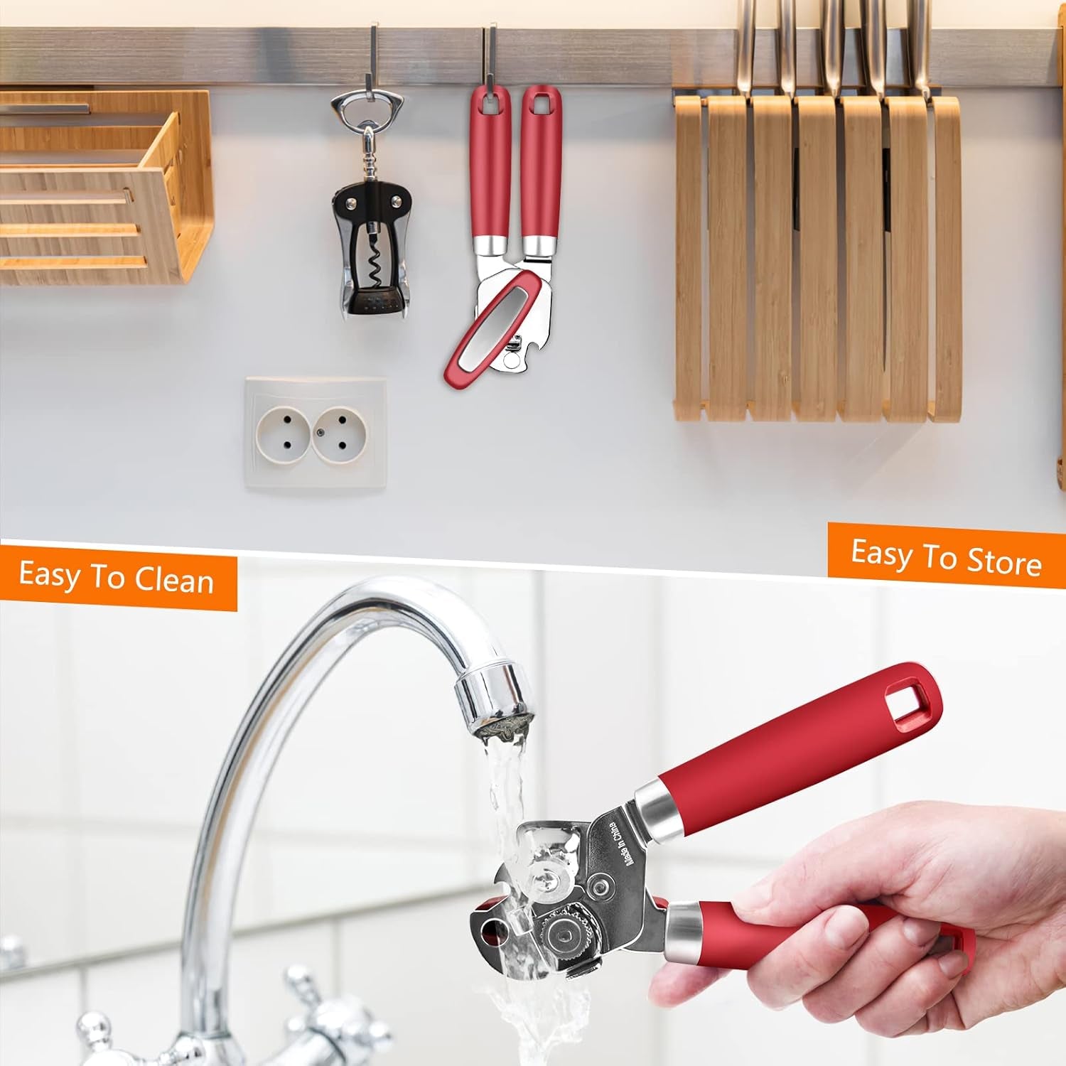 Can Opener,Professional 3-In-1 Multifunctional Manual Can Openers Bottle Opener,Kitchen Durable Stainless Steel Heavy Duty Can Opener Smooth Edge for Kitchen Seniors Friendly