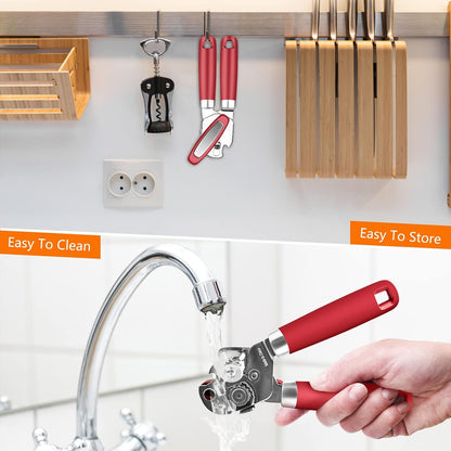 Can Opener,Professional 3-In-1 Multifunctional Manual Can Openers Bottle Opener,Kitchen Durable Stainless Steel Heavy Duty Can Opener Smooth Edge for Kitchen Seniors Friendly
