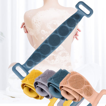 Silicone Bath Towel with Long Strap for Full Body Cleaning Grey 1PC