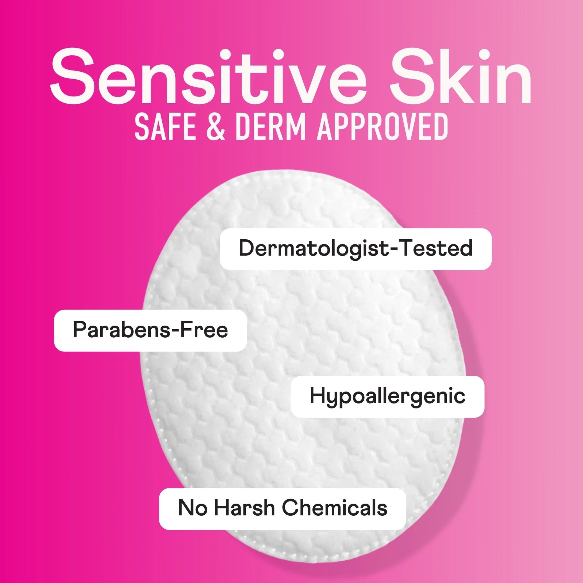 Premium Cotton Ovals, 100% Chlorine Free Cotton, Dermatologist Tested, Soft, Strong, Sensitive Skin Safe, Absorbent, Hypoallergenic, Cruelty-Free, Vegan, Paraben Free, 50 Pads