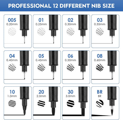 Micro Black Drawing Pens Art Fineliner Ink Pens,Manga Markers for Sketching Technical,70337