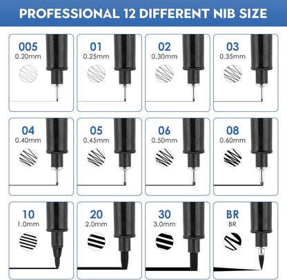 Micro Black Drawing Pens Art Fineliner Ink Pens,Manga Markers for Sketching Technical,70337