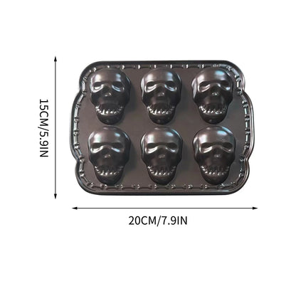 Silicone Skull Cake Mould Halloween Baking Pan Large Dessert Tray 6-Piece Kitchen Bakeware Set as Show #Jiiwd