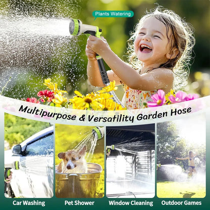 Metal Garden Hose 50Ft, 304 Stainless Steel Garden Hose, Heavy Duty Water Hoses with 10 Function Hose Nozzle, Flexible, No Kink & Tangle, Leak & Puncture Proof, 150Psi