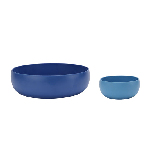 Bamboo Melamine Serving Bowl & Dip Bowl, Blue