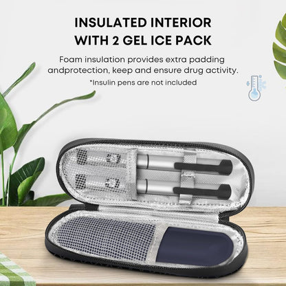 Insulin Cooler Travel Case with 2 Reusable Ice Packs for Insulin Pen Portable Medical Cooler Bag for Diabetes and Other Diabetic Supplies for the Daily Life and Trip