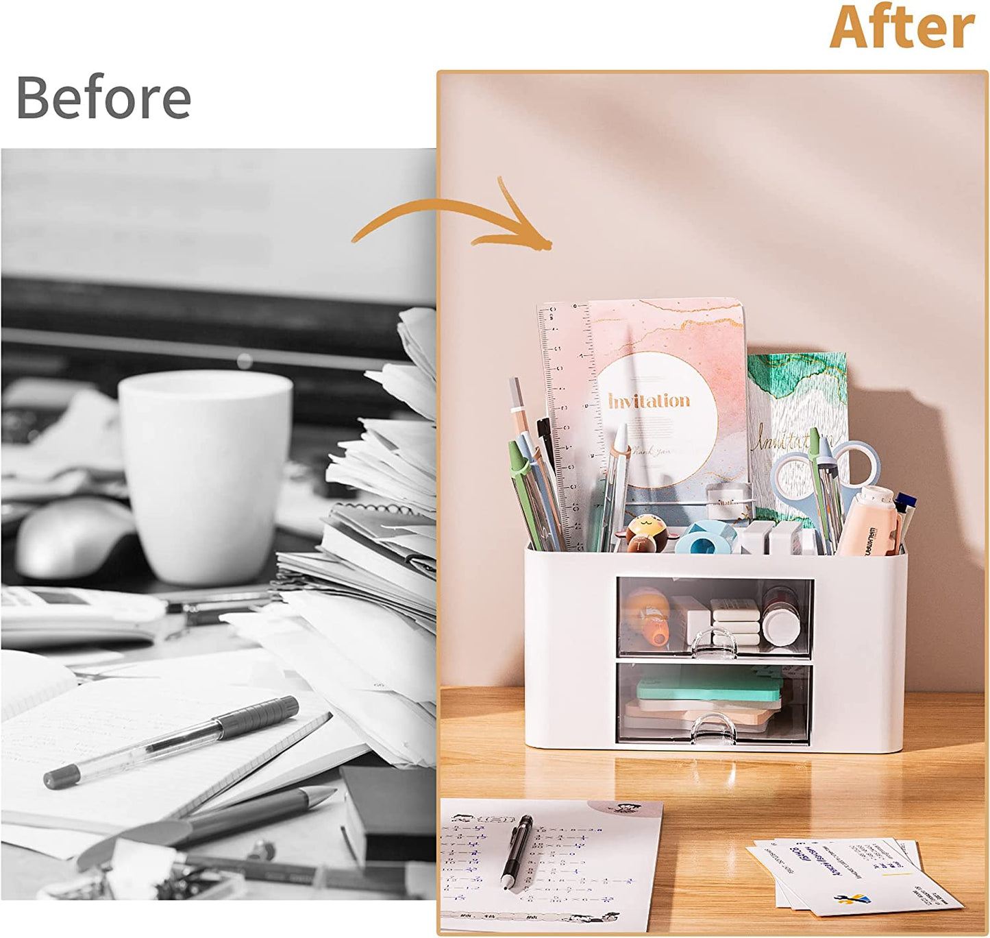 Compact Desk Organizer with Drawers