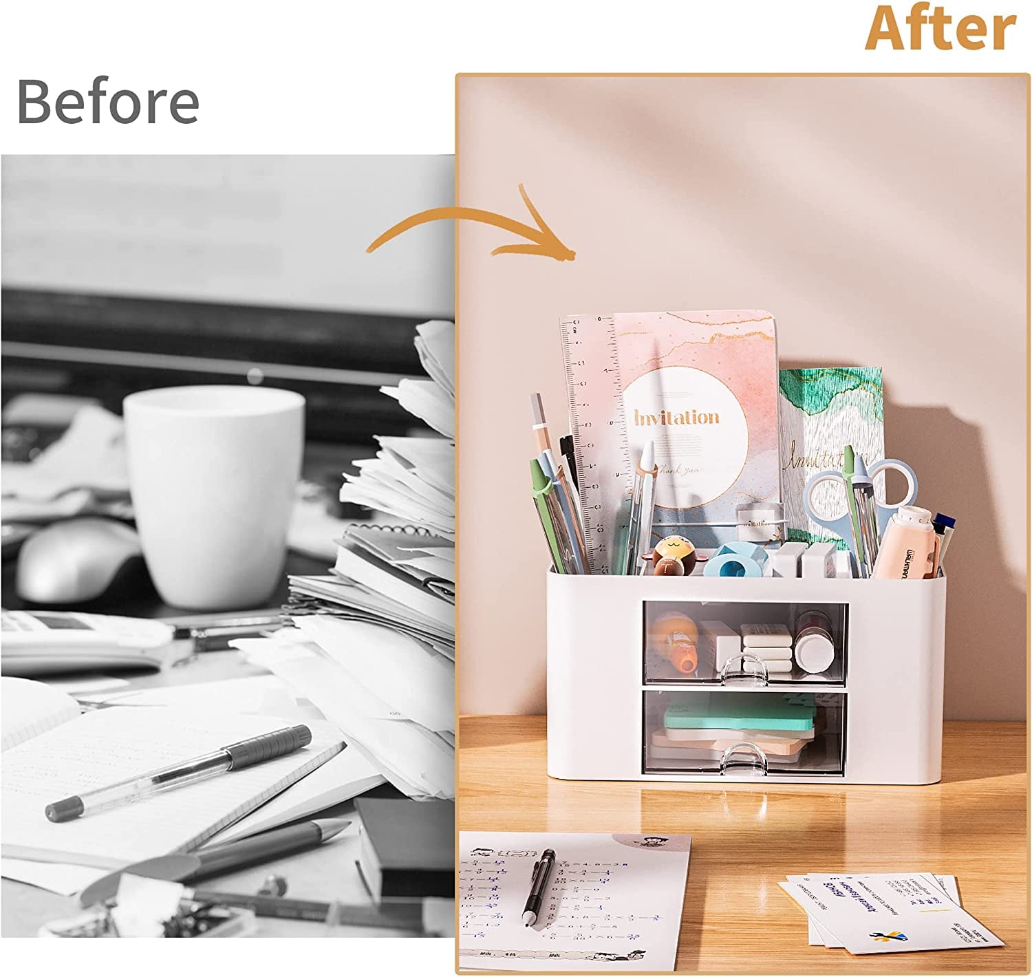 Compact Desk Organizer with Drawers