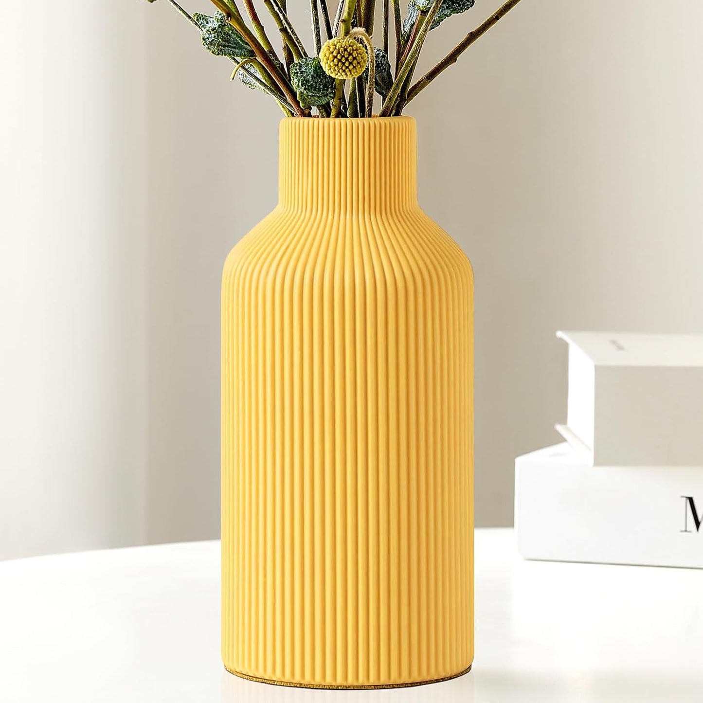 Modern Ceramic Flower Vase – Minimalist Decorative Vase with Cork Base for Home Decor