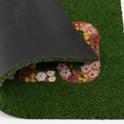 Hello Flower Garden Outdoor Coir Doormat, 18"X30"