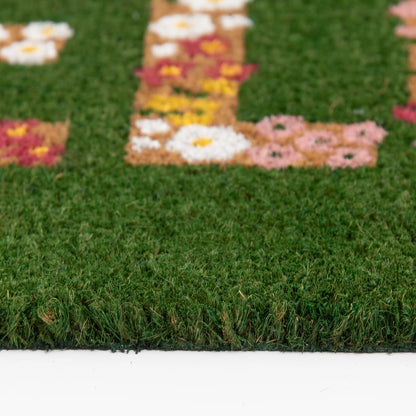 Hello Flower Garden Outdoor Coir Doormat, 18"X30"