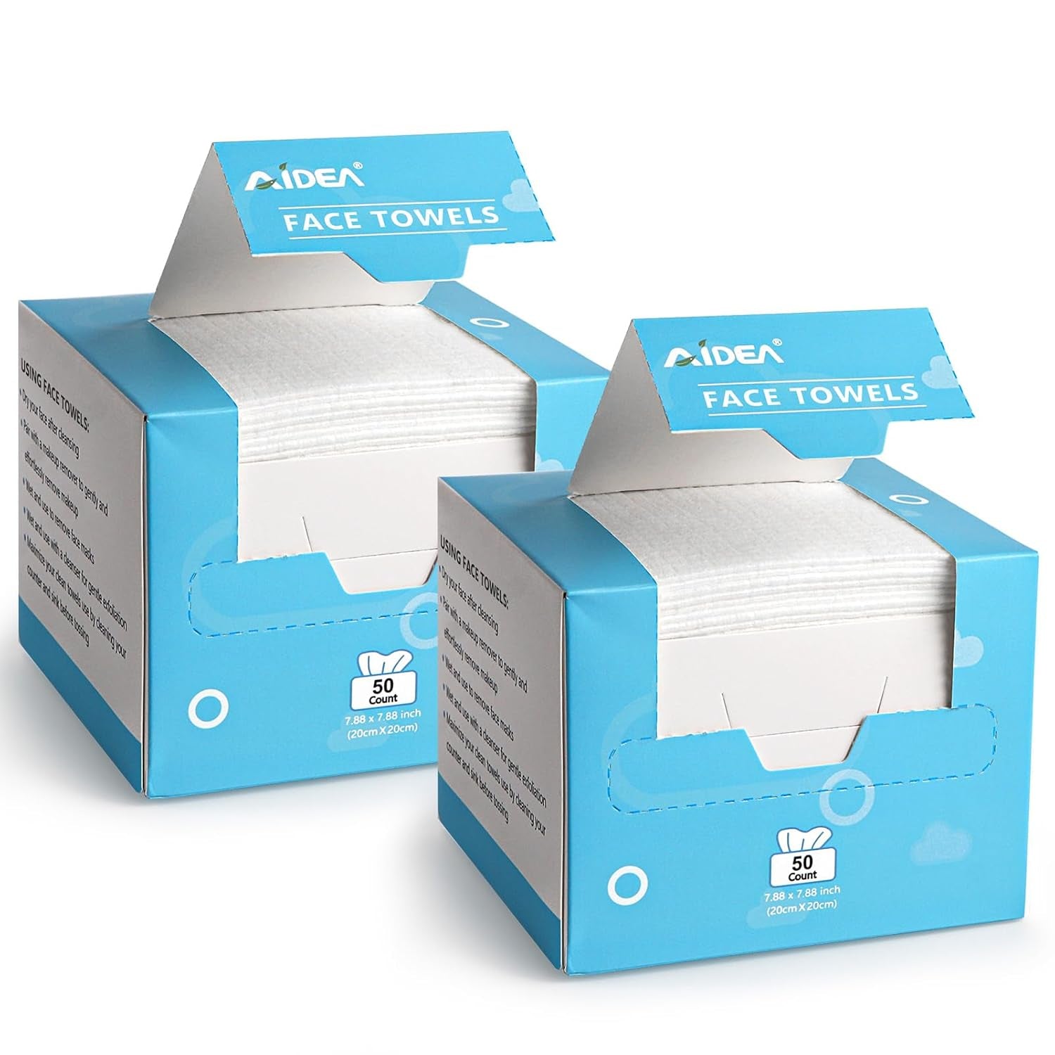 2 Pack Disposable Face Towels (50 Count each)  – Soft & Long-Lasting