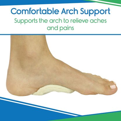 Arch Supports for Women & Men (12 Pack) - Felt Insert with Adhesive - Foot Pads for Shoes, Sandals, Flip Flops, Boots, High Heels, Flat Feet, High Arches, and Plantar Fasciitis