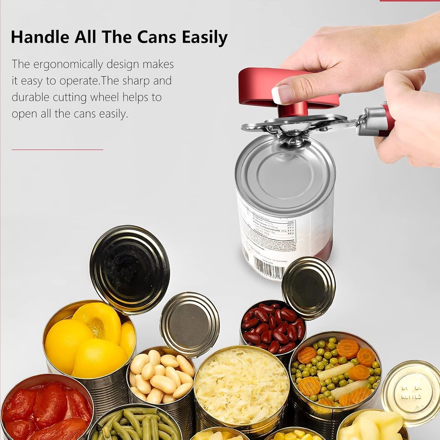 Can Opener,Professional 3-In-1 Multifunctional Manual Can Openers Bottle Opener,Kitchen Durable Stainless Steel Heavy Duty Can Opener Smooth Edge for Kitchen Seniors Friendly