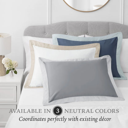 3-Piece Grey/Silver Egyptian Cotton-Rich Blend Luxury Comforter Set, Full/Queen