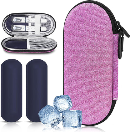 Insulin Cooler Travel Case with 2 Reusable Ice Packs for Insulin Pen Portable Medical Cooler Bag for Diabetes and Other Diabetic Supplies for the Daily Life and Trip