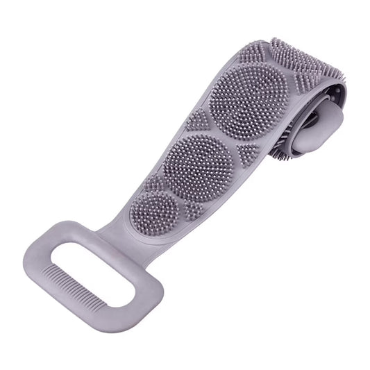 Silicone Bath Towel with Long Strap for Full Body Cleaning Grey 1PC